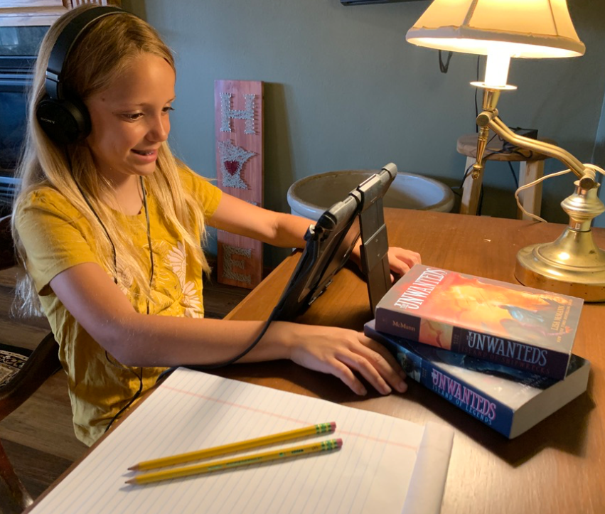 Student with technology